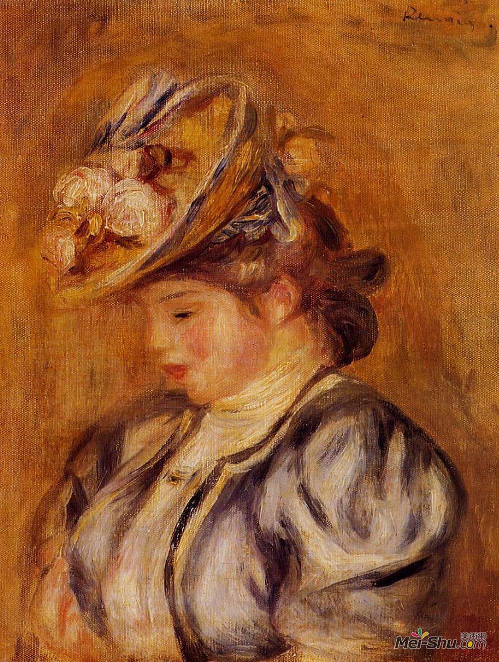 皮耶尔·奥古斯特·雷诺阿(Pierre-Auguste Renoir)高清作品《戴帽子的女孩》