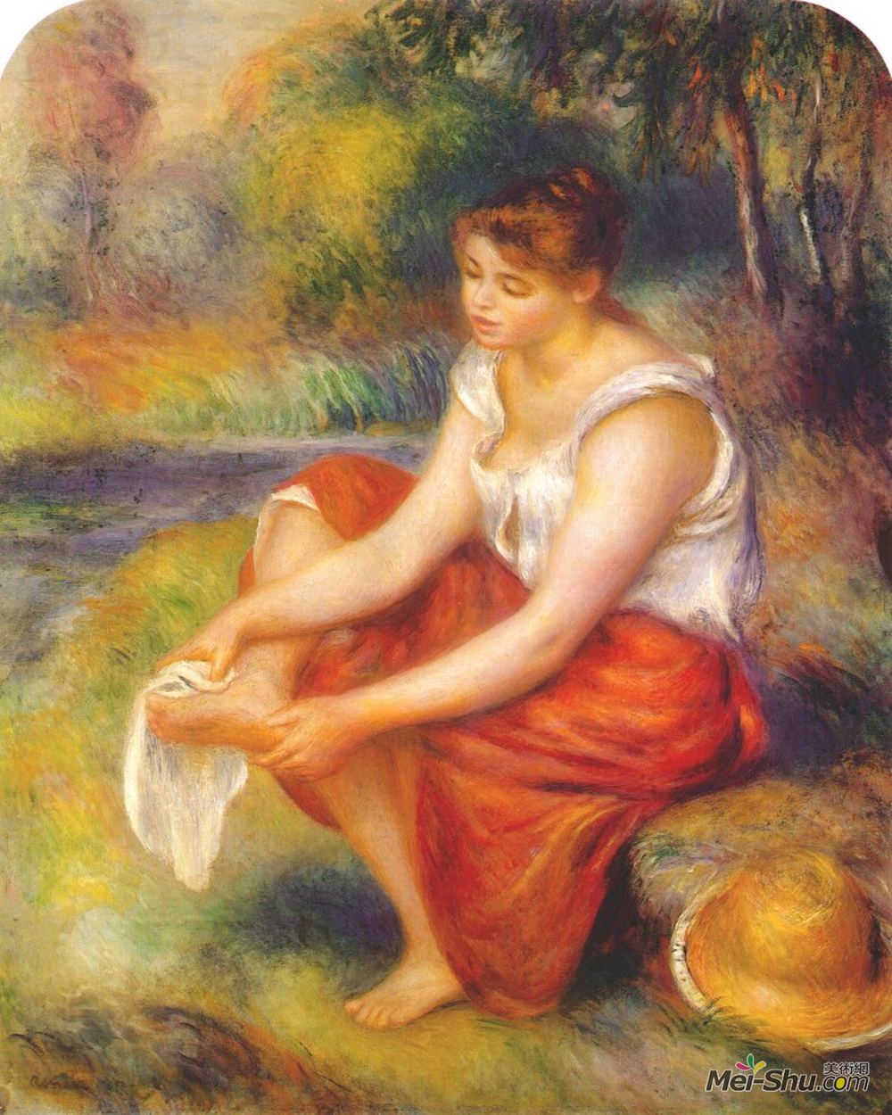 皮耶尔·奥古斯特·雷诺阿(Pierre-Auguste Renoir)高清作品《擦拭脚的女孩》