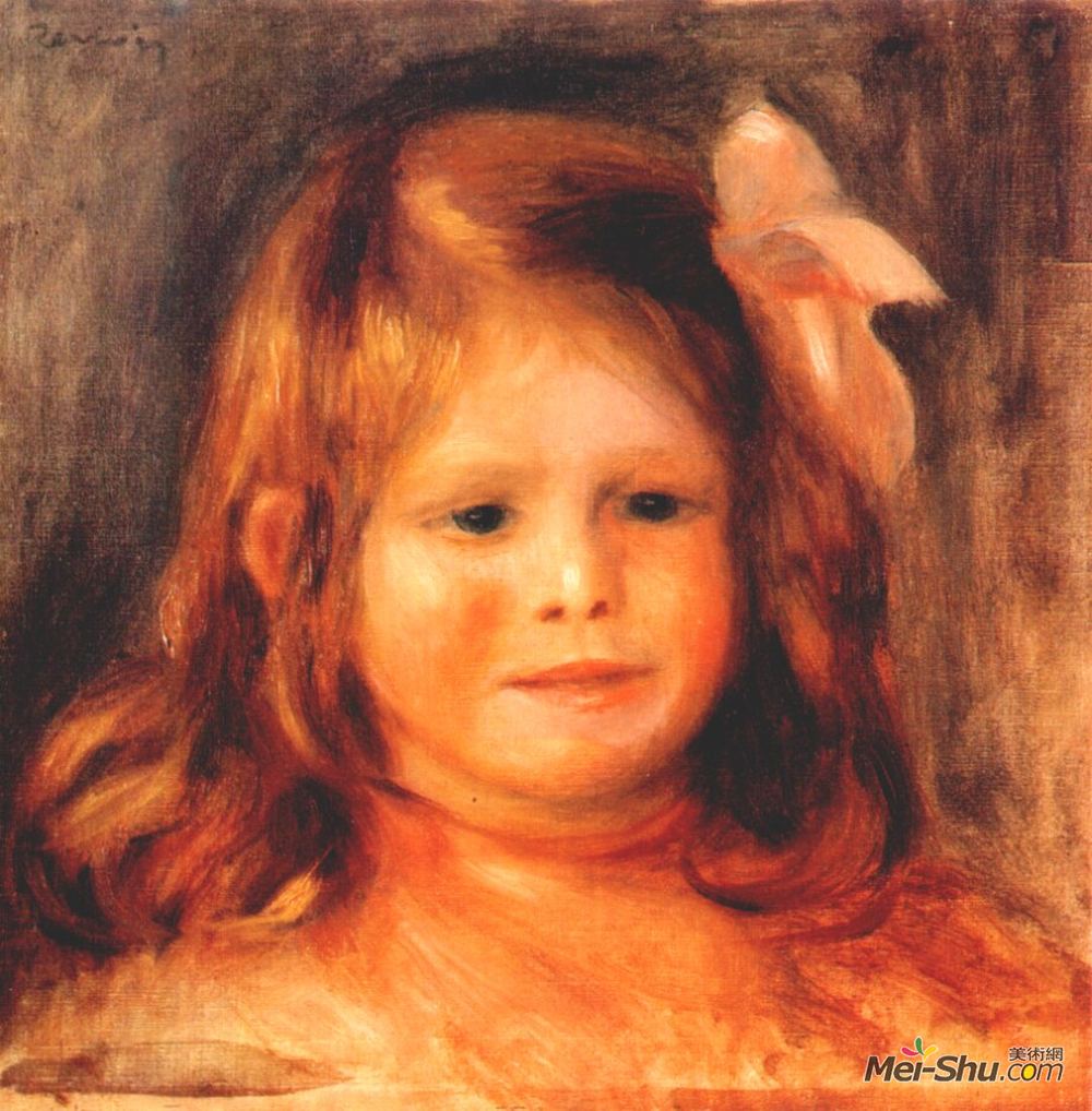 皮耶尔·奥古斯特·雷诺阿(Pierre-Auguste Renoir)高清作品《女孩与粉红丝带》