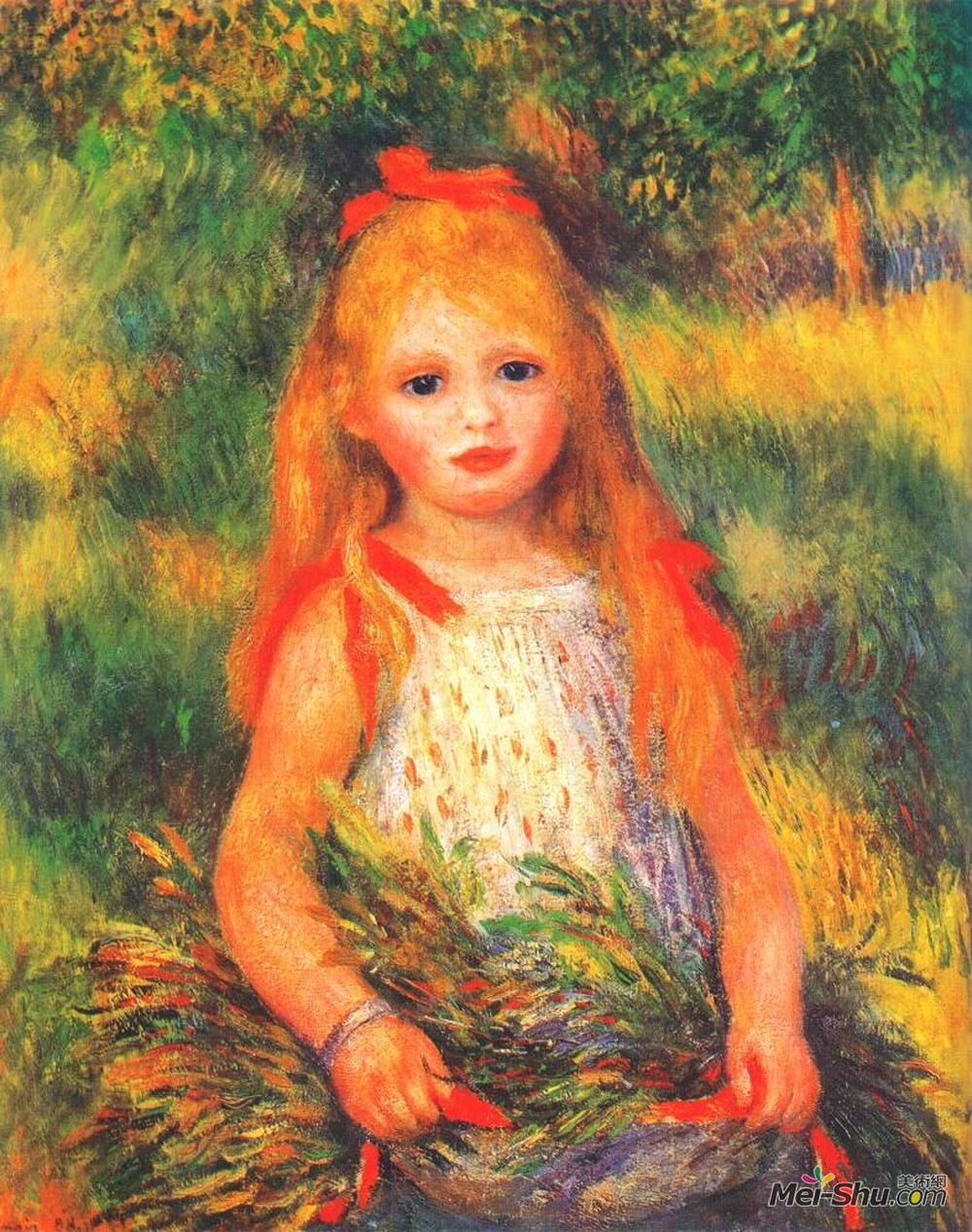 皮耶尔·奥古斯特·雷诺阿(Pierre-Auguste Renoir)高清作品《有花的女孩》