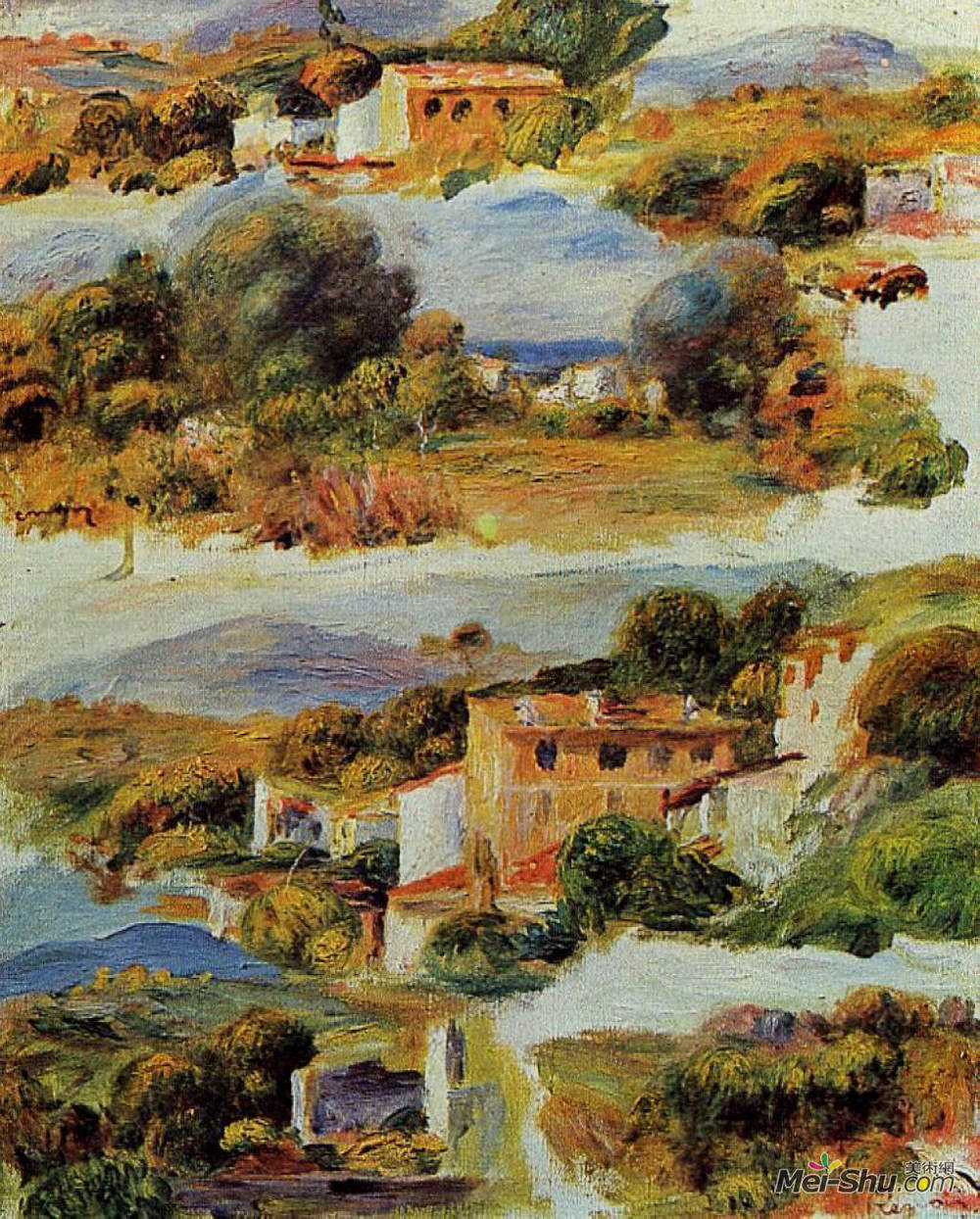 皮耶尔·奥古斯特·雷诺阿(Pierre-Auguste Renoir)高清作品《Houses at Cagnes》