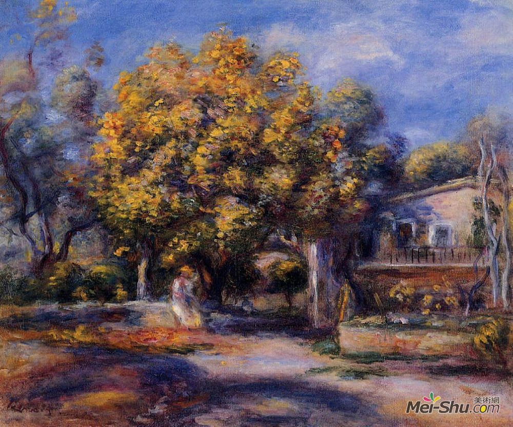 皮耶尔·奥古斯特·雷诺阿(Pierre-Auguste Renoir)高清作品《Houses at Cagnes》