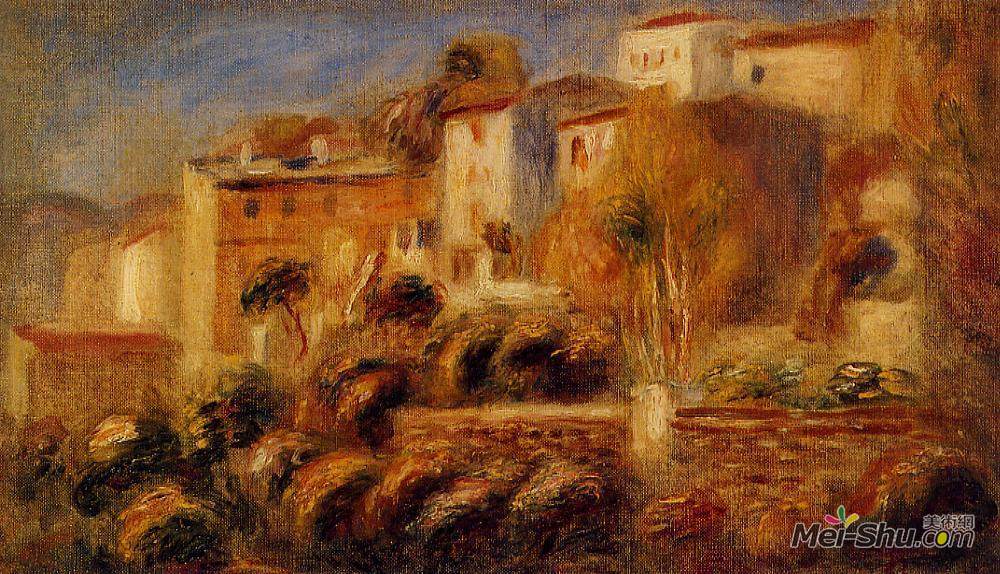 皮耶尔·奥古斯特·雷诺阿(Pierre-Auguste Renoir)高清作品《Houses at Cagnes》