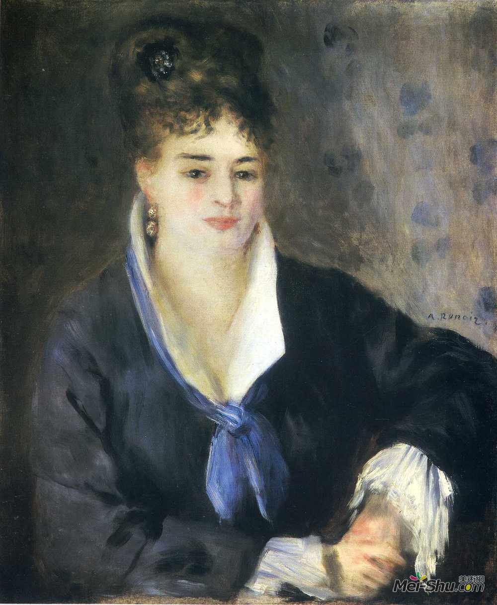 皮耶尔·奥古斯特·雷诺阿(Pierre-Auguste Renoir)高清作品《穿着黑色连衣裙的女士》