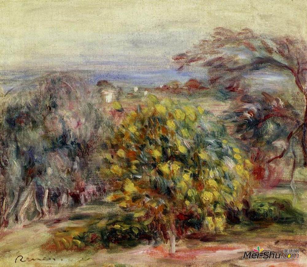 皮耶尔·奥古斯特·雷诺阿(Pierre-Auguste Renoir)高清作品《Landscape at Collettes》