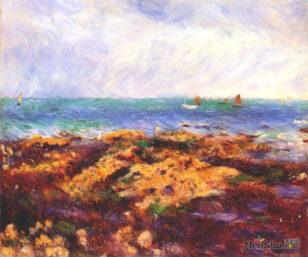 皮耶尔·奥古斯特·雷诺阿(Pierre-Auguste Renoir)高清作品《Low Tide at Yport》