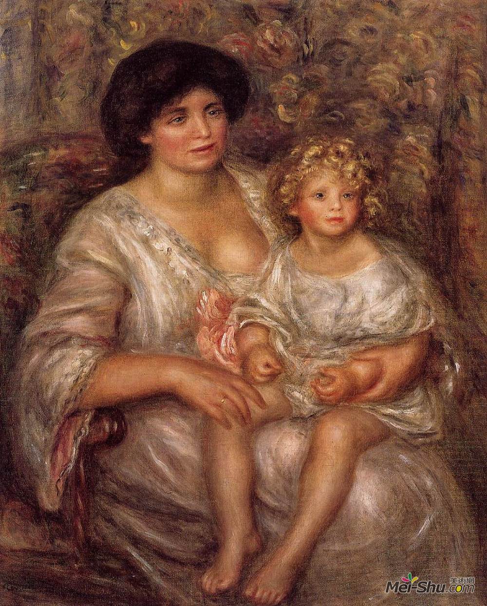 皮耶尔·奥古斯特·雷诺阿(Pierre-Auguste Renoir)高清作品《Madame Thurneyssan and Her Daughter》