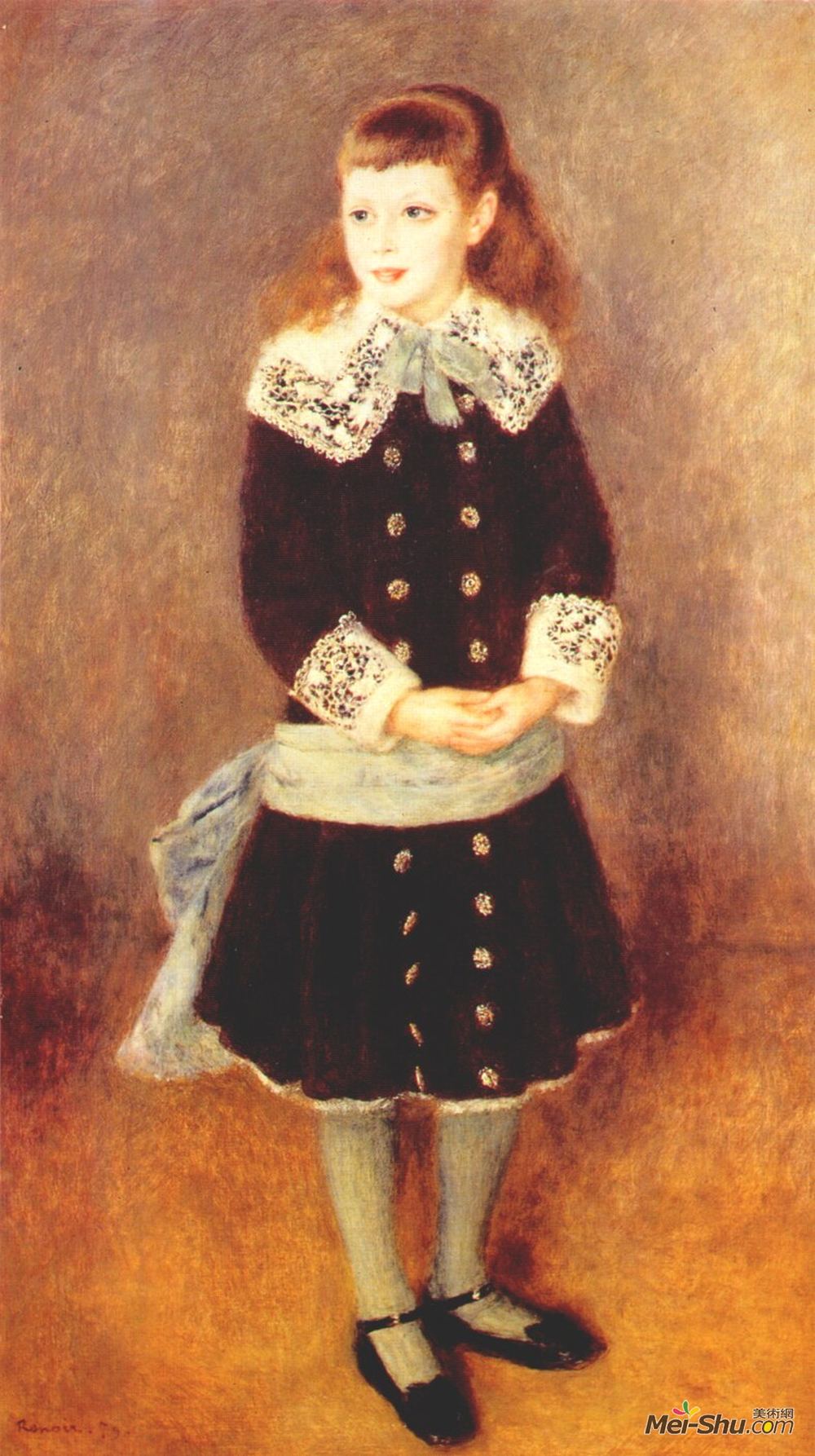 皮耶尔·奥古斯特·雷诺阿(Pierre-Auguste Renoir)高清作品《Marthe Berard (Girl Wearing a Blue Sash)》