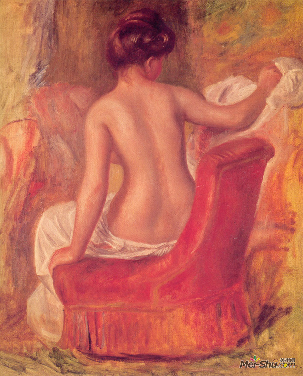 皮耶尔·奥古斯特·雷诺阿(Pierre-Auguste Renoir)高清作品《椅子上的裸体》