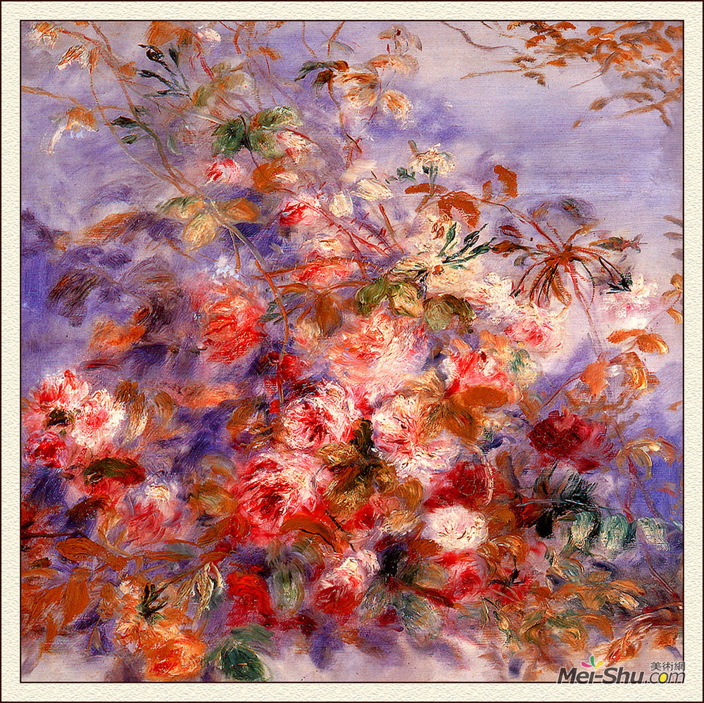 皮耶尔·奥古斯特·雷诺阿(Pierre-Auguste Renoir)高清作品《窗边的玫瑰》