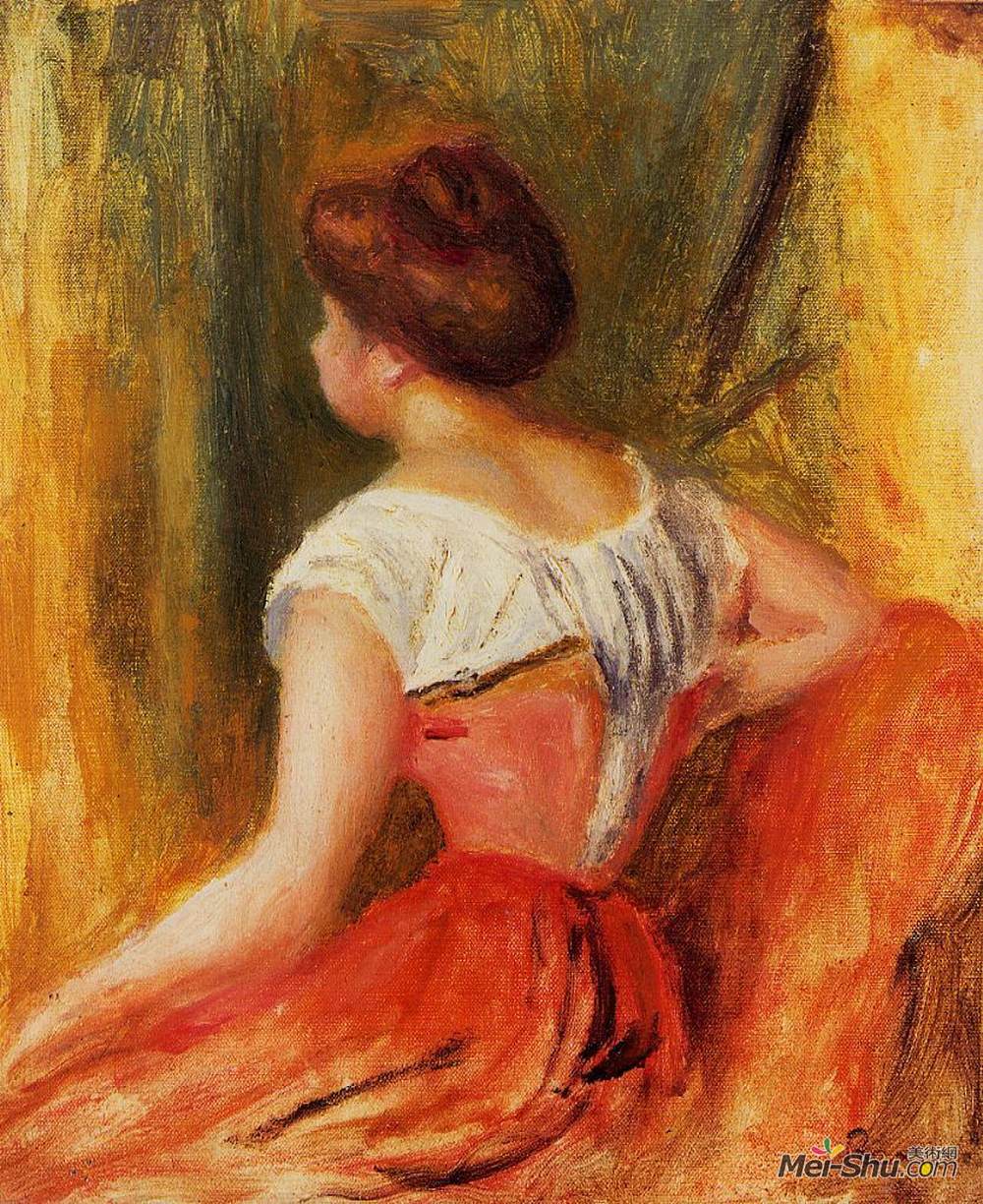皮耶尔·奥古斯特·雷诺阿(Pierre-Auguste Renoir)高清作品《坐着的年轻女子》