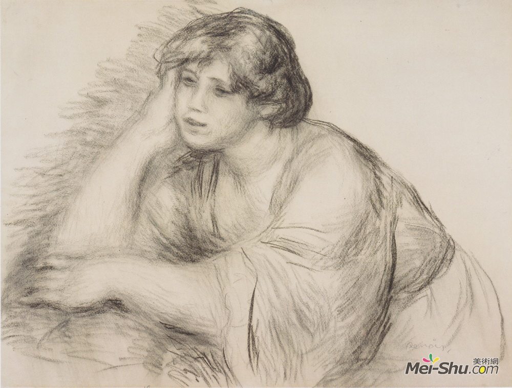 皮耶尔·奥古斯特·雷诺阿(Pierre-Auguste Renoir)高清作品《坐着的女孩》