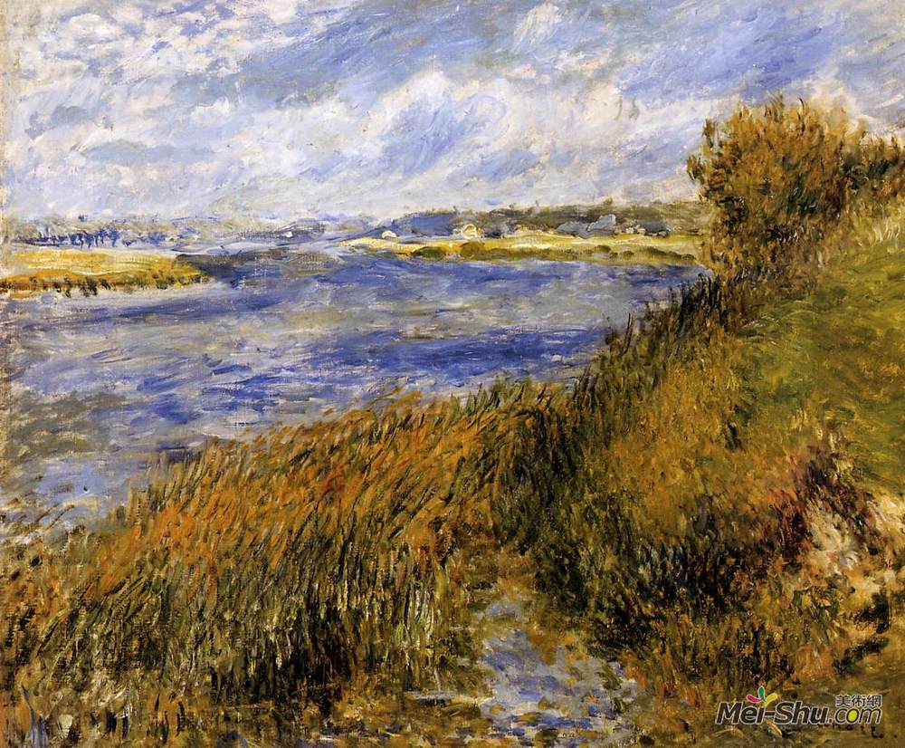 皮耶尔·奥古斯特·雷诺阿(Pierre-Auguste Renoir)高清作品《The Banks of the Seine at Champrosay》