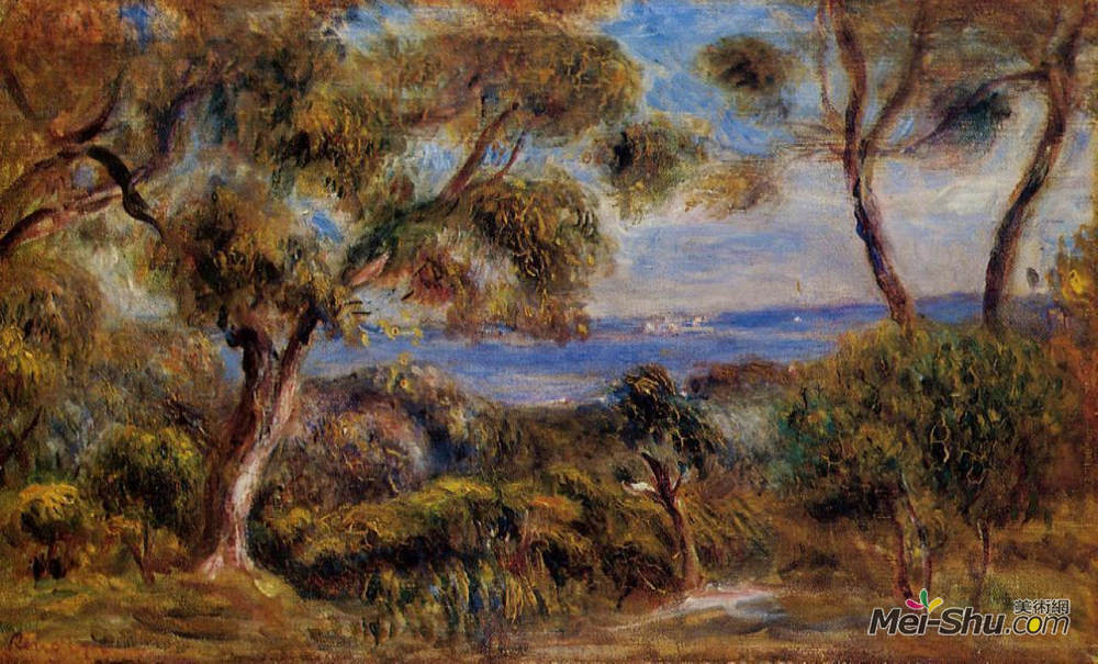 皮耶尔·奥古斯特·雷诺阿(Pierre-Auguste Renoir)高清作品《The Sea at Cagnes》