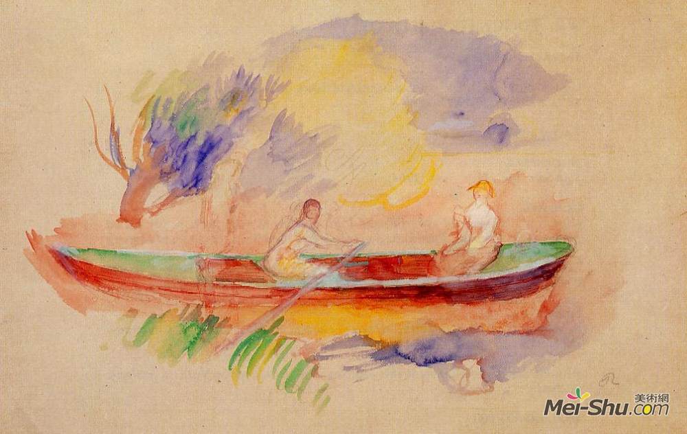 皮耶尔·奥古斯特·雷诺阿(Pierre-Auguste Renoir)高清作品《划艇上的两个女人》
