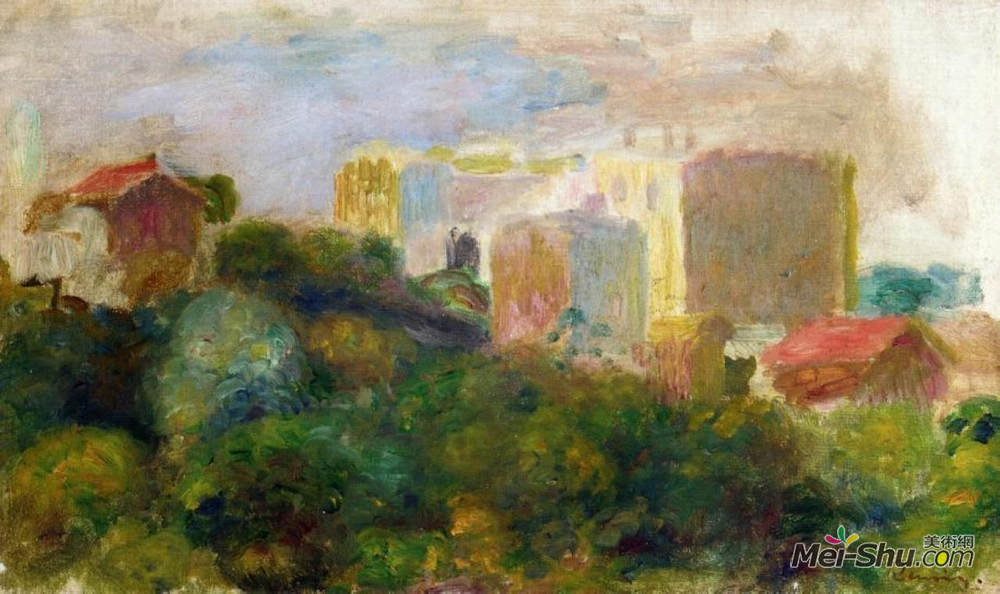 皮耶尔·奥古斯特·雷诺阿(Pierre-Auguste Renoir)高清作品《从蒙马特区的雷诺阿花园看》