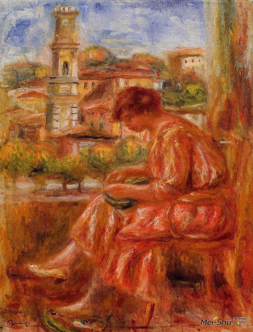 皮耶尔·奥古斯特·雷诺阿(Pierre-Auguste Renoir)高清作品《窗边的女人》