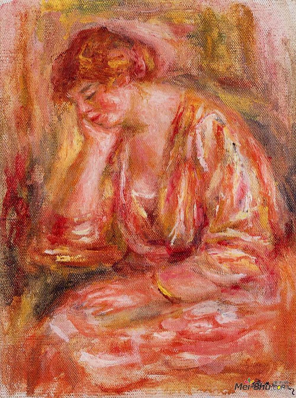 皮耶尔·奥古斯特·雷诺阿(Pierre-Auguste Renoir)高清作品《倚在肘上的女人》