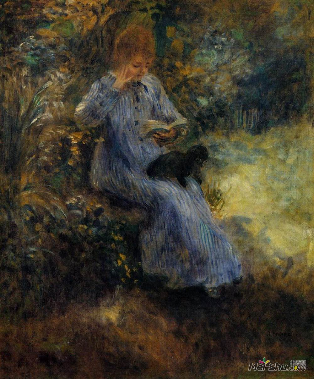 皮耶尔·奥古斯特·雷诺阿(Pierre-Auguste Renoir)高清作品《带黑狗的女人》