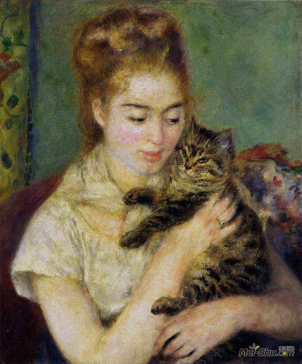 皮耶尔·奥古斯特·雷诺阿(Pierre-Auguste Renoir)高清作品《带猫的女人》