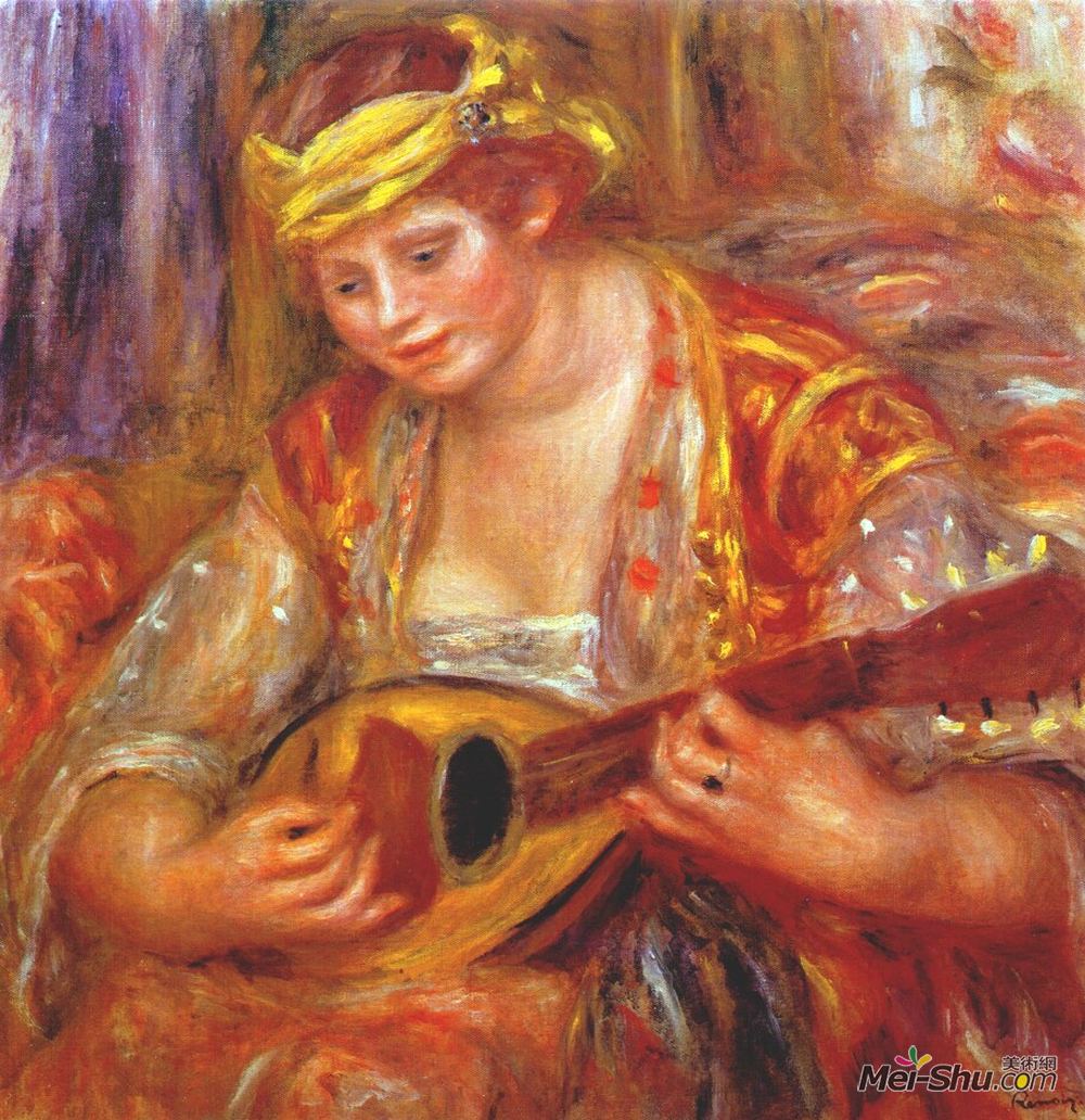 皮耶尔·奥古斯特·雷诺阿(Pierre-Auguste Renoir)高清作品《曼陀林的女人》
