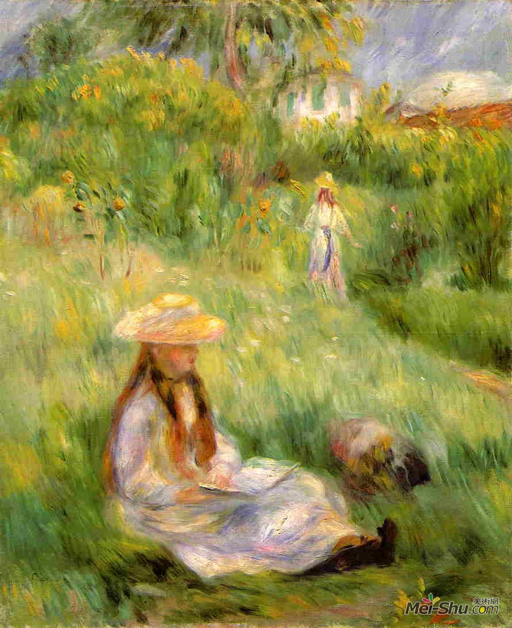 皮耶尔·奥古斯特·雷诺阿(Pierre-Auguste Renoir)高清作品《Young Girl in the Garden at Mezy》