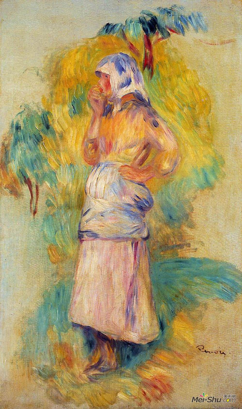 皮耶尔·奥古斯特·雷诺阿(Pierre-Auguste Renoir)高清作品《吃苹果的年轻农民》