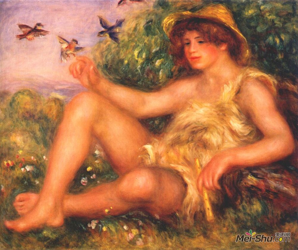 皮耶尔·奥古斯特·雷诺阿(Pierre-Auguste Renoir)高清作品《Young shepherd in repose (Alexander Thurneysson)》