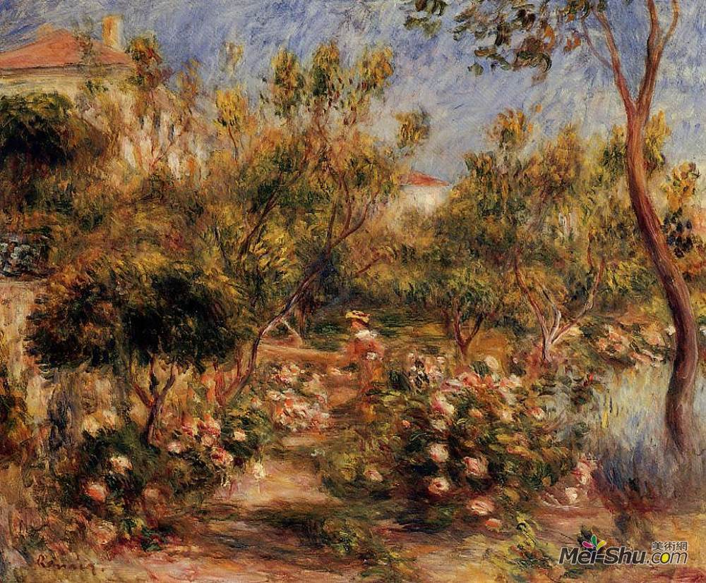皮耶尔·奥古斯特·雷诺阿(Pierre-Auguste Renoir)高清作品《花园里的年轻女人》
