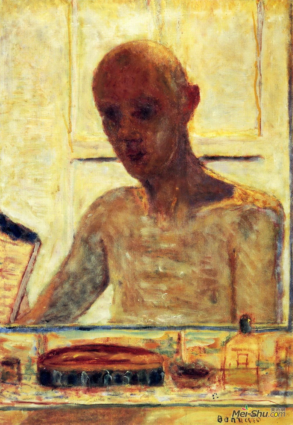 皮尔·波纳尔(Pierre Bonnard)高清作品《剃须镜中的自画像》