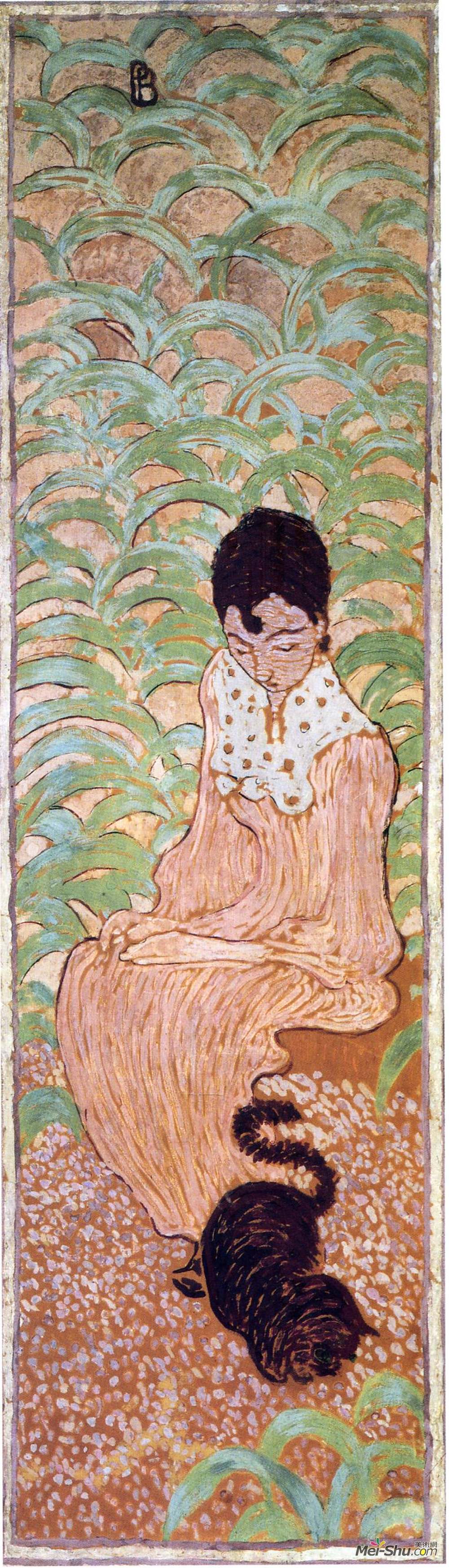 皮尔·波纳尔(Pierre Bonnard)高清作品《坐着猫的女人》