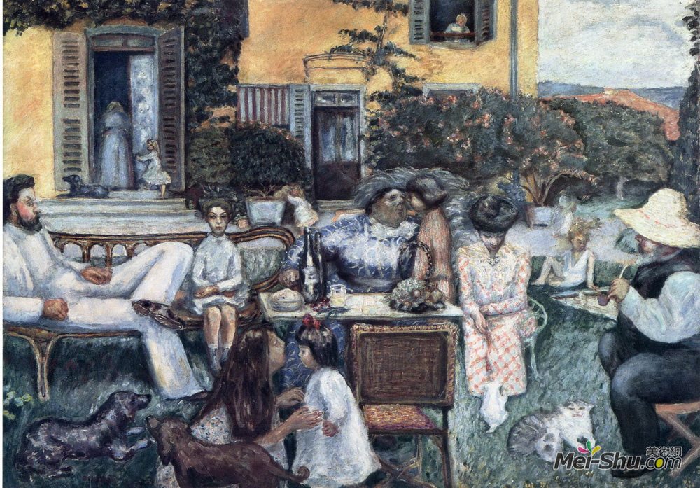 皮尔·波纳尔(Pierre Bonnard)高清作品《资产阶级下午或露台家庭》