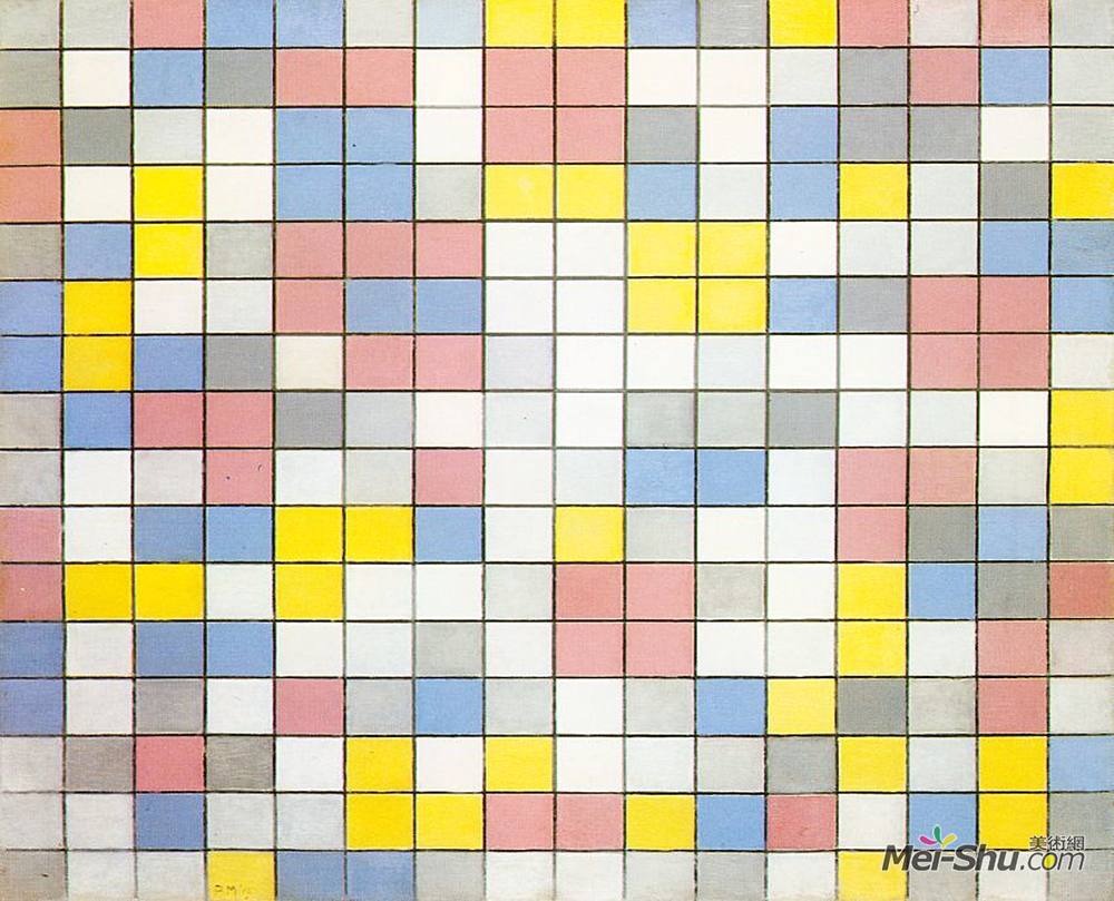 皮特·蒙德里安(Piet Mondrian)高清作品《网格九构图》