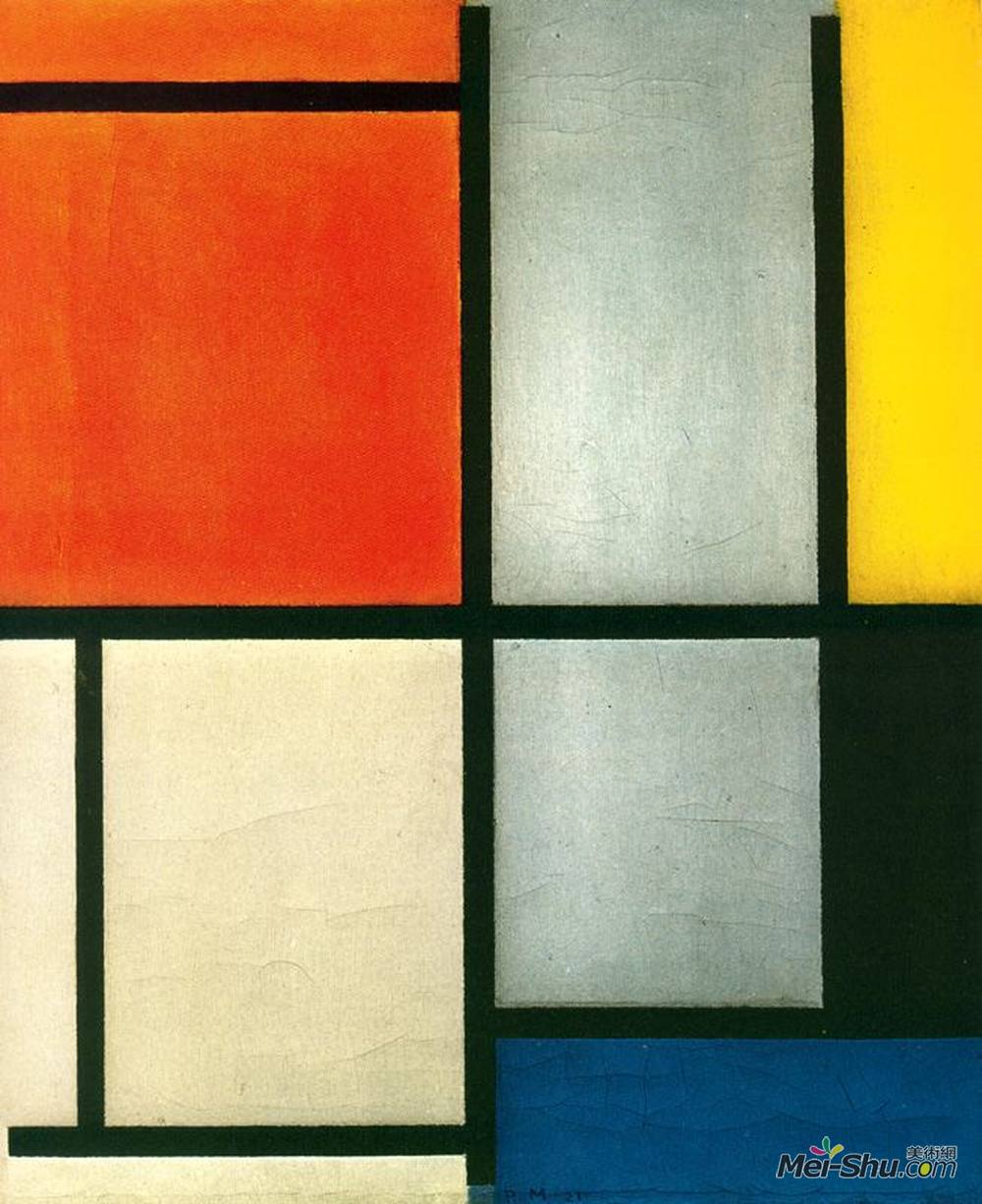 皮特·蒙德里安(piet mondrian)高清作品《画面3与橙色 - 红色,黄色