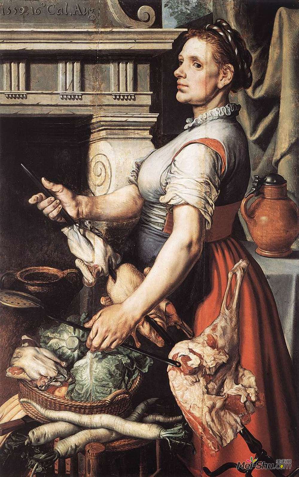 彼得·艾尔特森(Pieter Aertsen)高清作品《在炉子前做饭》