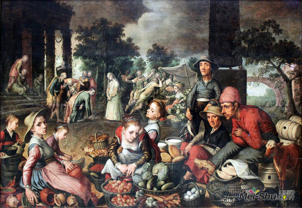 彼得·艾尔特森(Pieter Aertsen)高清作品《基督与被奸淫的女人》