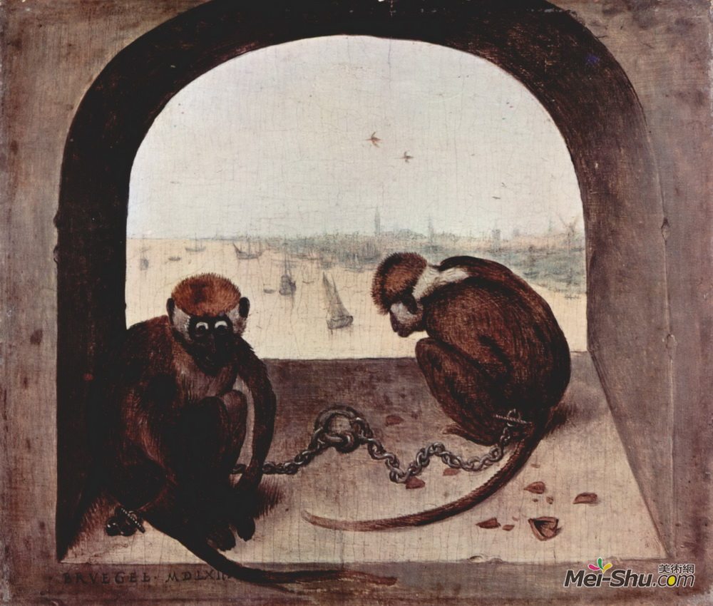 《两只猴子》彼得·勃鲁盖尔(pieter bruegel the elder)高清作品欣赏