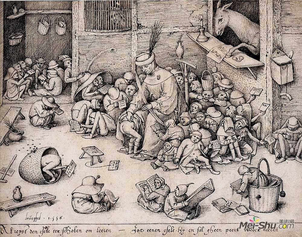 彼得·勃鲁盖尔(Pieter Bruegel the Elder)高清作品《学校里的驴子》