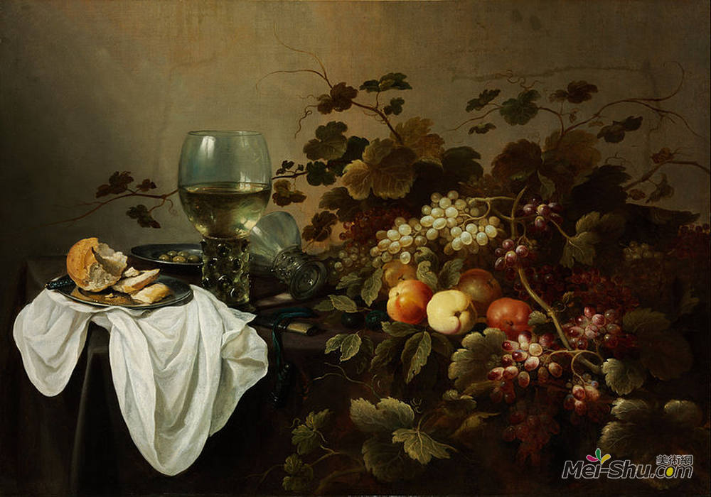 彼得·克莱兹(Pieter Claesz)高清作品《水果与罗默的静物》