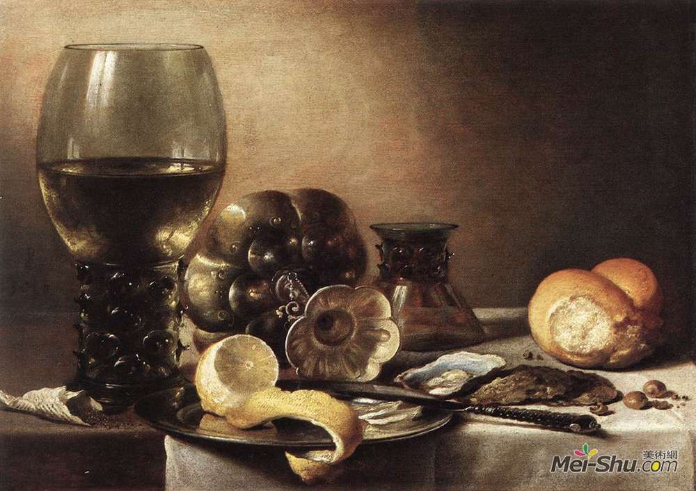 彼得·克莱兹(Pieter Claesz)高清作品《牡蛎静物》
