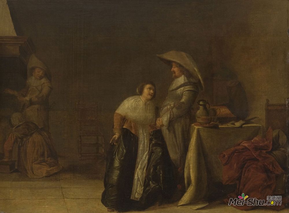 彼得·柯德(Pieter Codde)高清作品《一位女士和一位卡弗利尔》