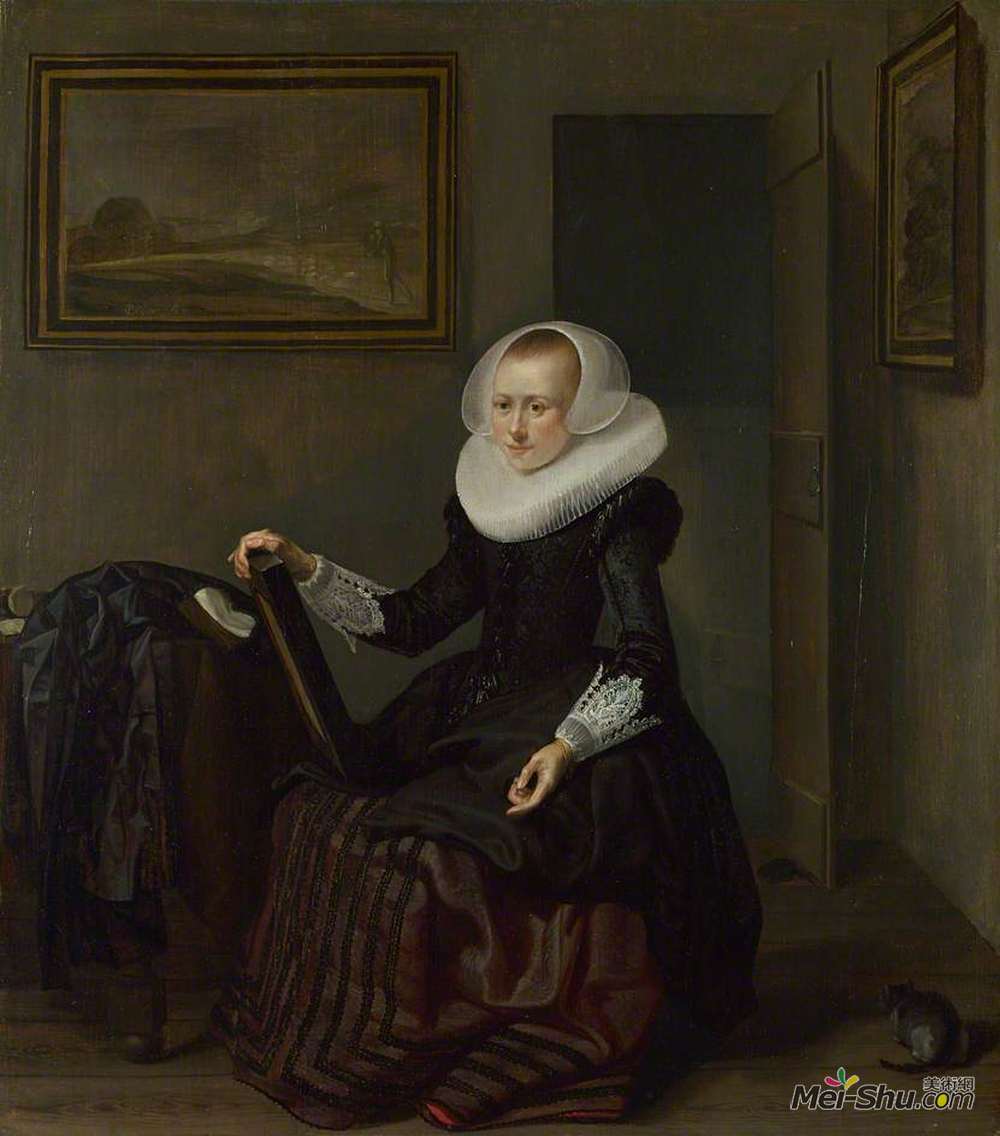 彼得·柯德(Pieter Codde)高清作品《拿镜子的女人》