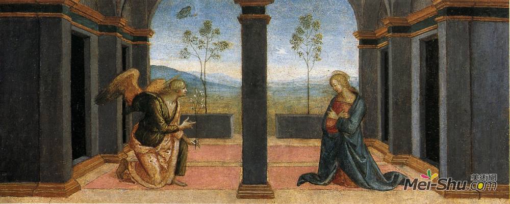 彼得罗·贝鲁吉诺(Pietro Perugino)高清作品《Pala di Corciano (Annunciation)》