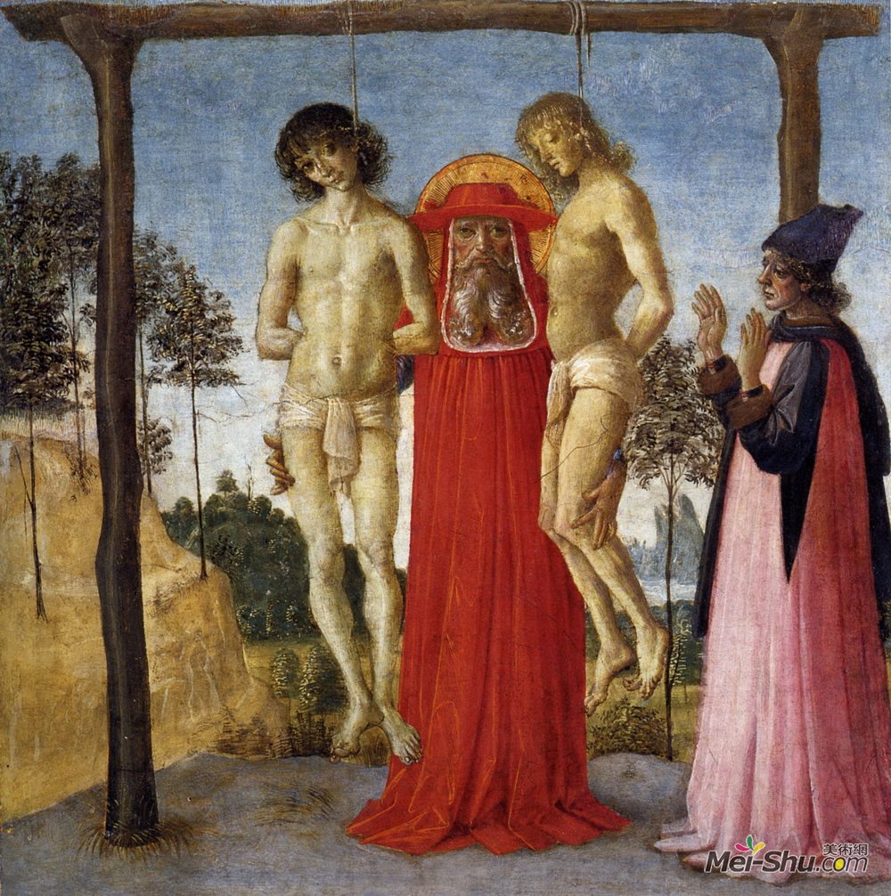 彼得罗·贝鲁吉诺(Pietro Perugino)高清作品《圣徒杰罗姆出席两个不公平的绞刑》