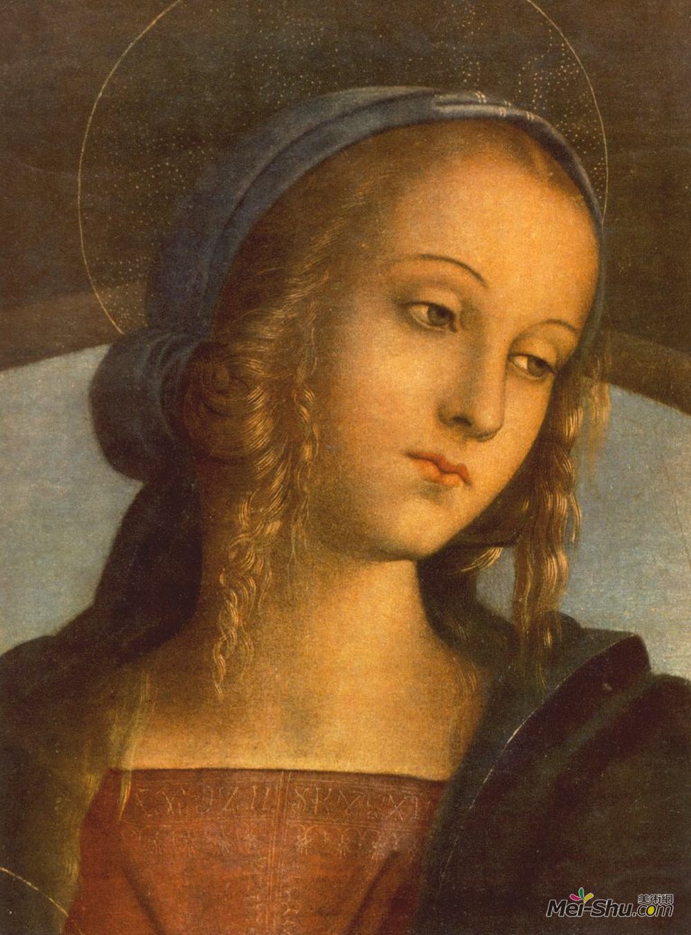 彼得罗·贝鲁吉诺(Pietro Perugino)高清作品《施洗者圣约翰和圣塞巴斯蒂安之间的麦当娜（》