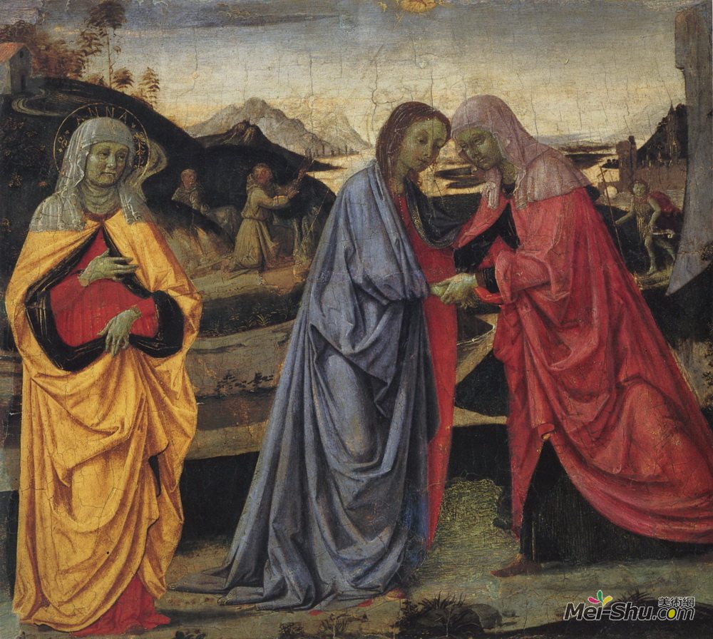 彼得罗·贝鲁吉诺(Pietro Perugino)高清作品《与圣彼得堡和安妮的探视；》