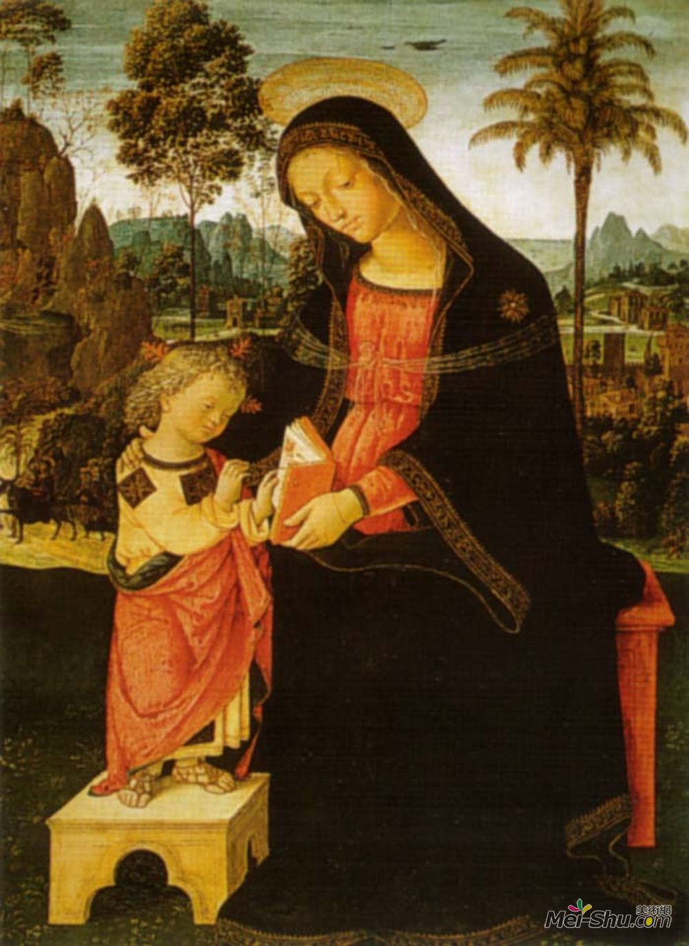 宾杜里乔(Pinturicchio)高清作品《麦当娜与写作儿童》