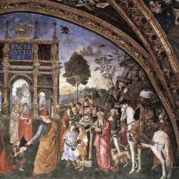 《圣凯瑟琳的争论（细节）》宾杜里乔(Pinturicchio)高清作品欣赏