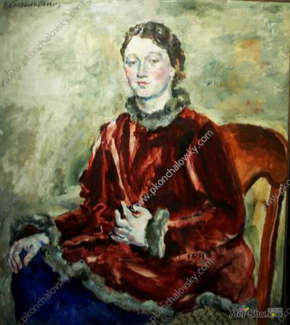 孔科洛夫茨基(Pyotr Konchalovsky)高清作品《穿着天鹅绒外套的女孩》
