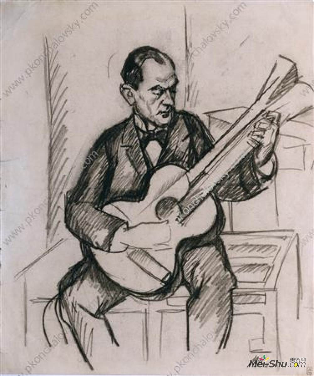吉他手素描孔科洛夫茨基pyotrkonchalovsky高清作品欣赏